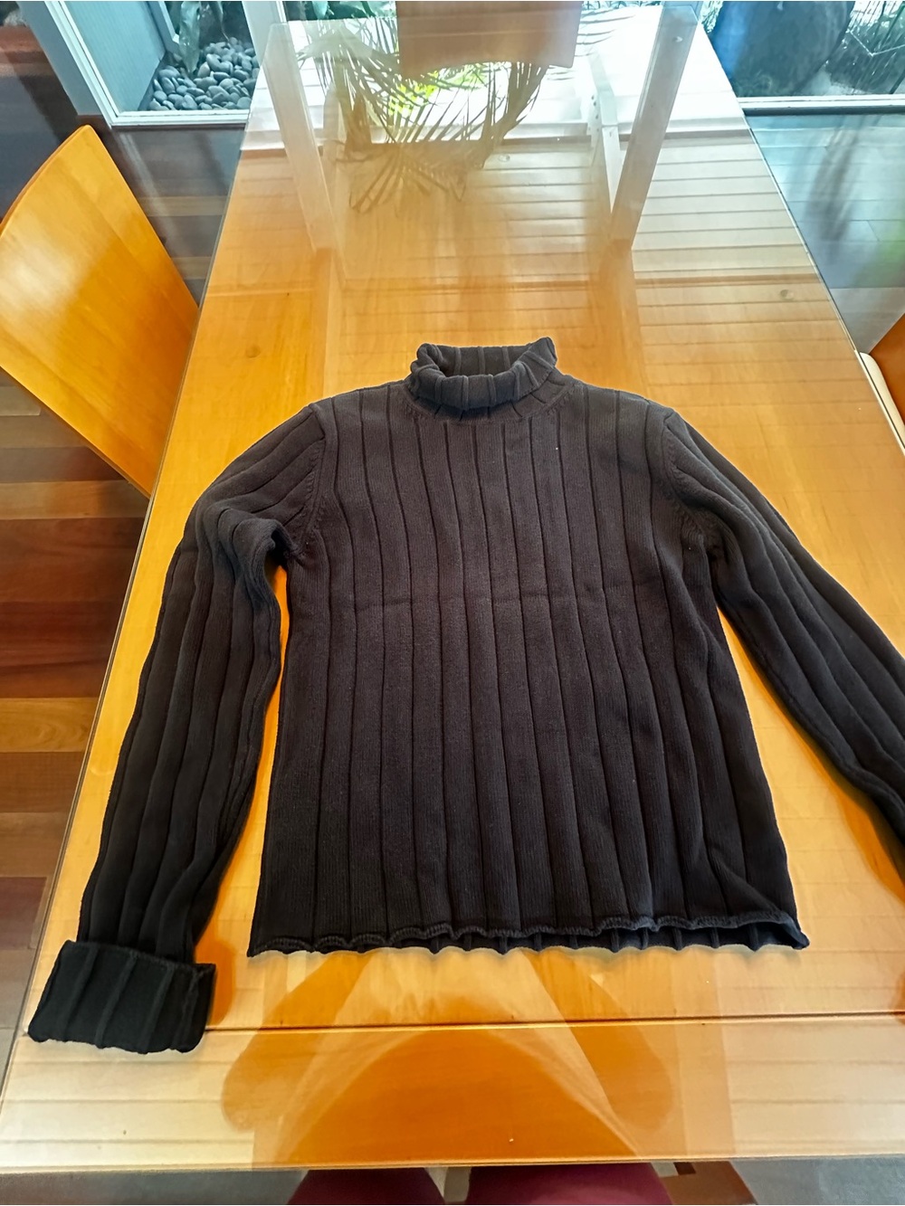 Nautica Black Ribbed Turtleneck Sweater
